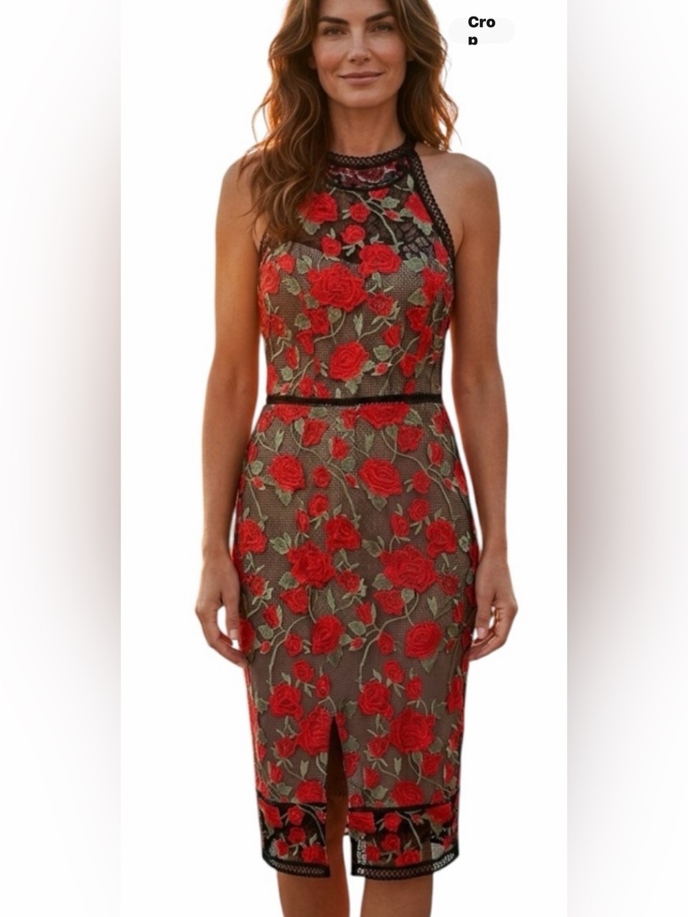 Gianni Bini Floral Red and Black Lace Dress